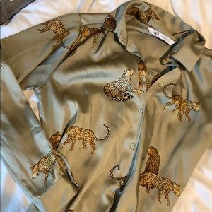 Cheetah Silk Oversized Blouse